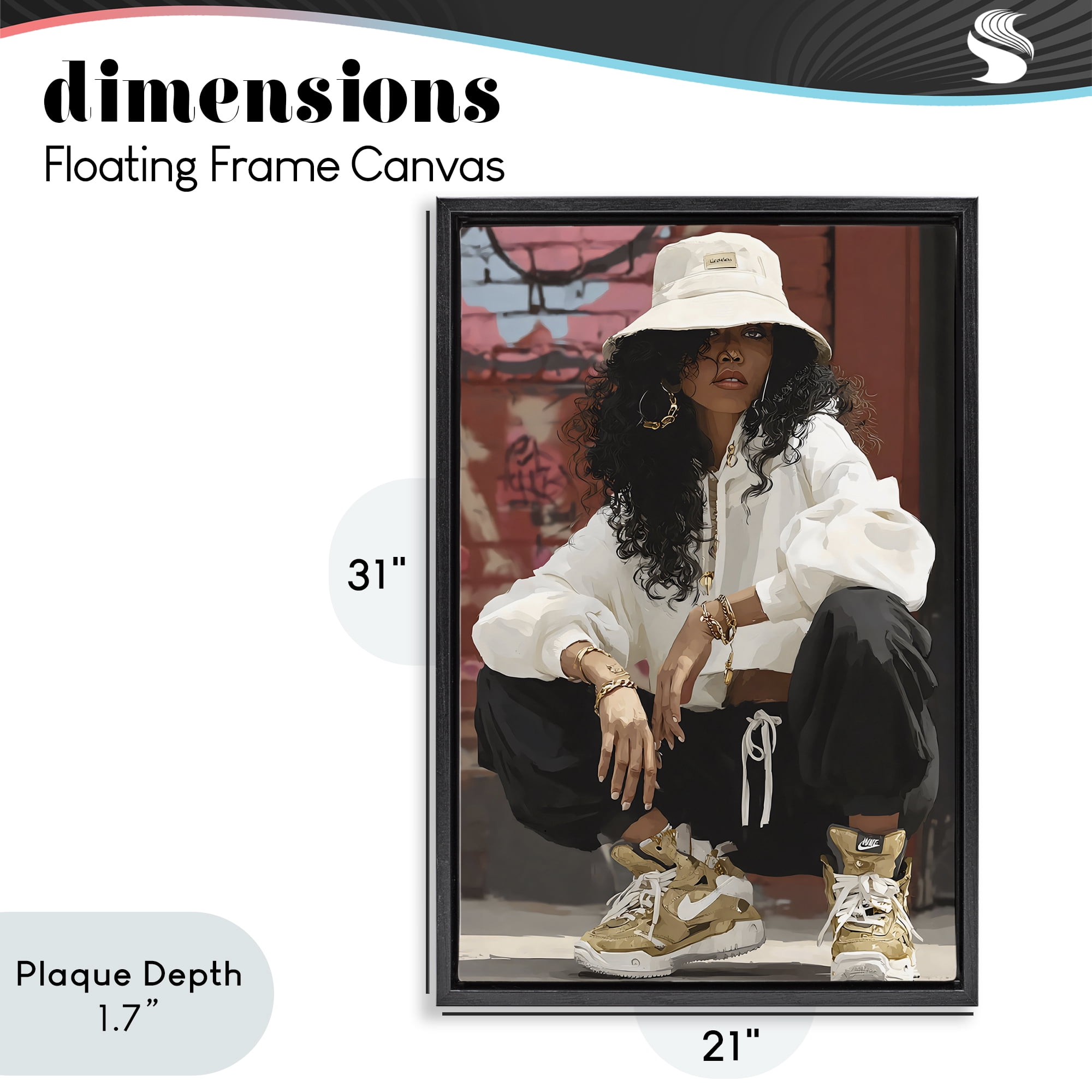 Stupell Industries Urban Streetwear Bucket Hat Black Framed Floater Canvas Wall Art, design by Franklyn Gregory