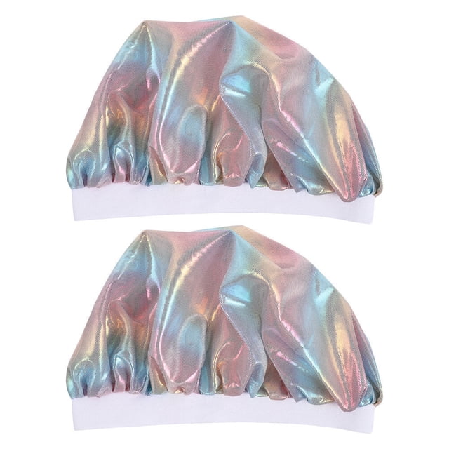 MasteelfCA 2Pcs Elastic Wide Kids Bonnets Sleeping Hats Durable Elastic Sleep Caps Child Bathing Caps