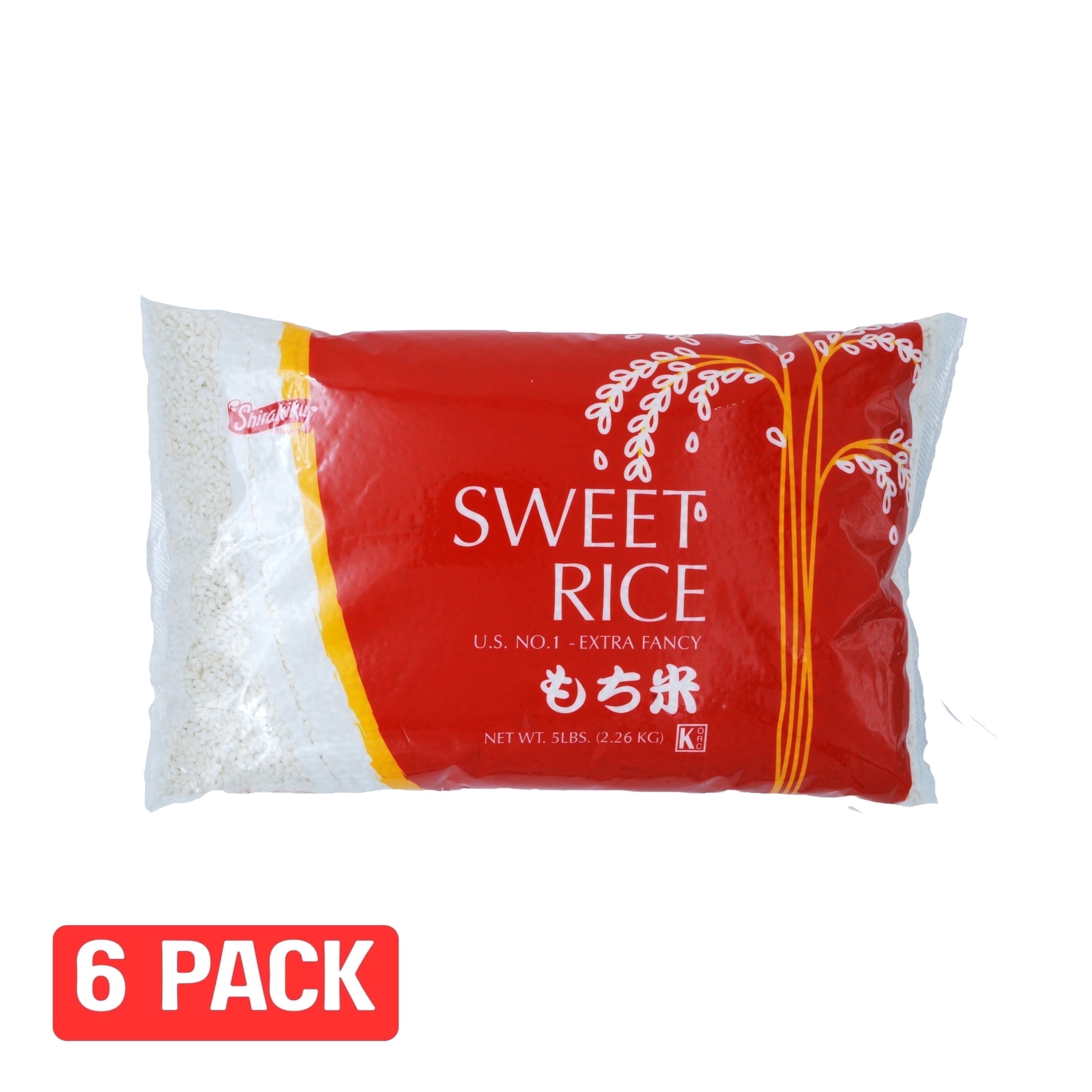 (3 pack) SHIRAKIKU Sweet Rice No. 1 Extra Fancy, 5 lb, 6 pack