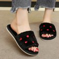 thumbnail image 5 of Aueoeo Women's House Slipper Heart Graphic Decr Open Toe Comfy Fuzzy Shoes Casual Bedroom Outdoor Slippers, 5 of 9