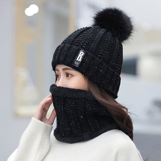 Women And Men Winter Knit Warm Hats Scarf Dual PurposeHat Ear Protection Windproof Hat