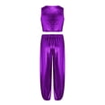thumbnail image 4 of Miutii Girls 2 Piece Dance Outfits Shiny Tops and Pants Set Cheer Outfit for Stage Performance Purple 3-4, 4 of 5