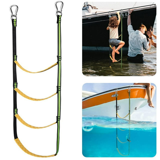 Échelle de Lancement de Bateau Installation Facile Multifonctionnelle Professionnelle Rangement Pratique Accessoire pour Navires Résistant à l'Usure Échelle de Corde de Bateau Pliable en Nylon pour Sports Nautiques