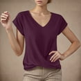 thumbnail image 2 of fatyb Women's Casual Shirts Twist Front V-Neck Short Sleeve Tshirts Solid Color Loose Fashion Blouses, 2 of 4