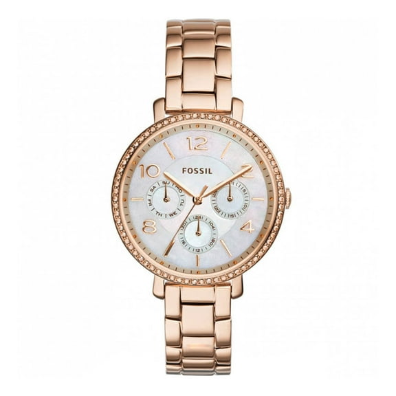 Fossil Jacqueline Multi-Function Mother of Pearl Dial Rose Gold-tone Ladies Watch ES3757