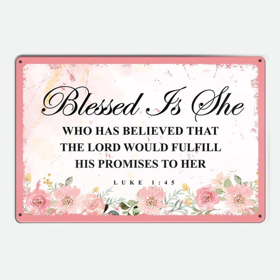 Pink Christian Wall Decor Inspirational Bible Verses Metal Tin Sign for Home Bedroom Office Wall Decor, Pink Room Decoration for Women, 8x12 Inches