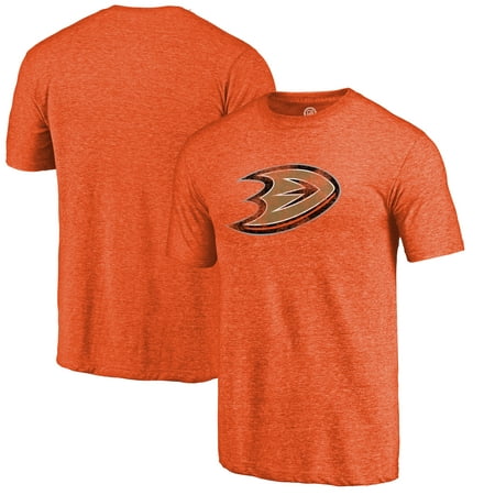 Anaheim Ducks Distressed Team Primary Logo Tri-Blend T-Shirt - Orange