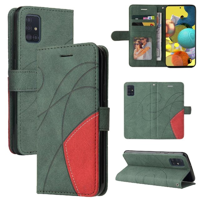 GANGXUN Flip Case for Samsung Galaxy A51 4G – Leather Wallet Cover with Card Slots, Kickstand & Color Stitching Protective Folio