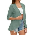thumbnail image 2 of Summer Cardigan for Women Spring Netted Knit Ruffle Half Sleeve Cover Ups Dark Green XXL, 2 of 9