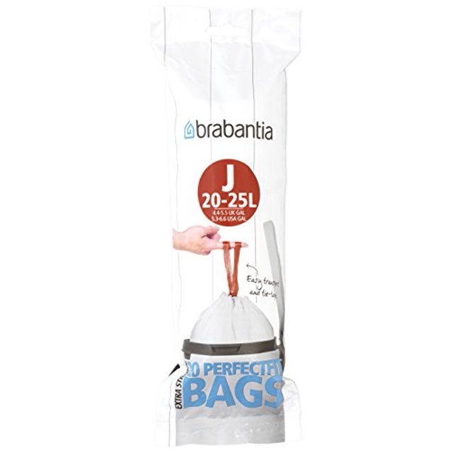 Brabantia PerfectFit Trash Bags, Size J, White