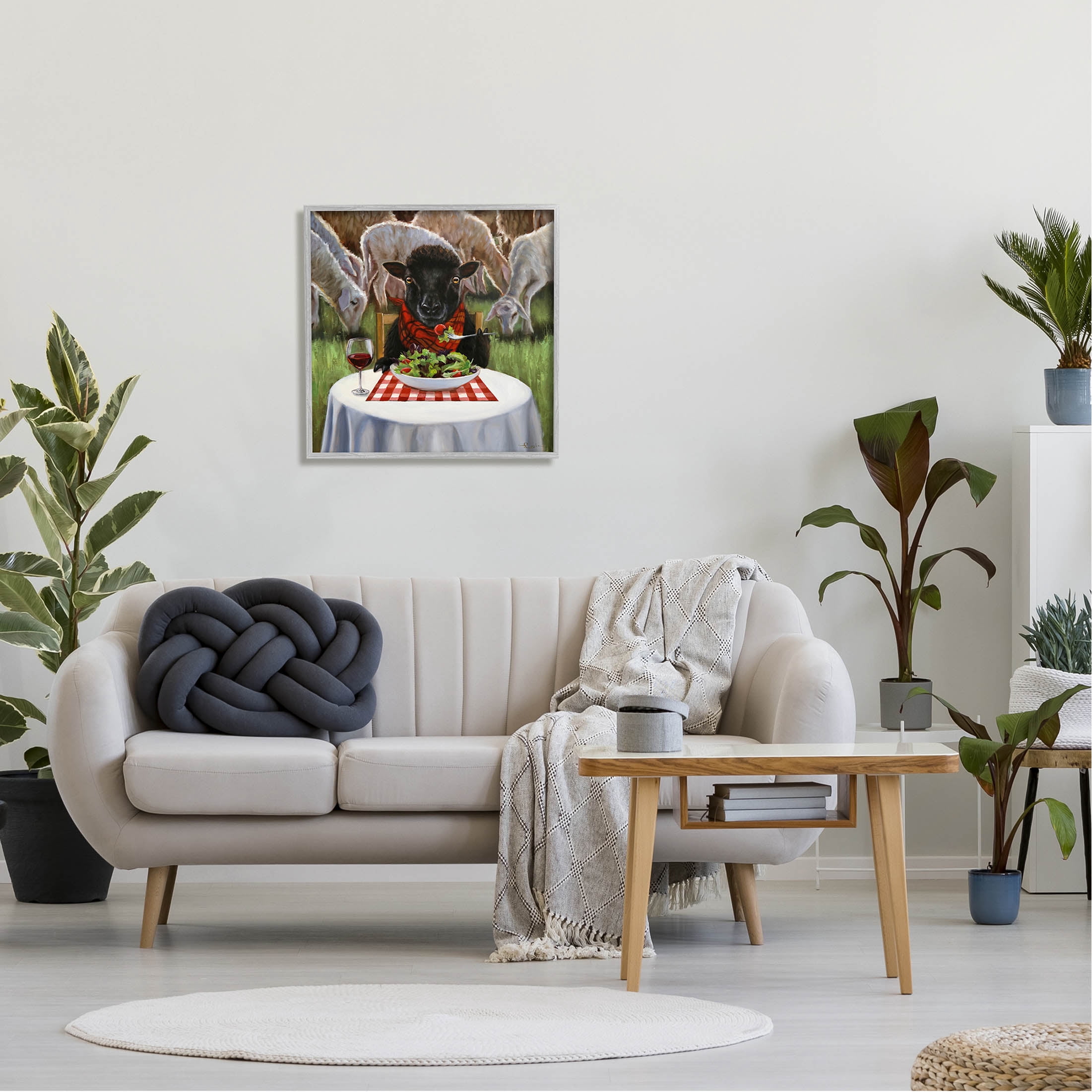 Stupell Industries Classy Black Sheep Dining Rural Farm Painting Gray Framed Art Print Wall Art, Design by Lucia Heffernan