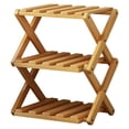 thumbnail image 2 of No-Assembly Wood Rack, Foldable Tier Wood Corner Shoe Rack, Space-Saving Organizer for Shoes, No Assembly Narrow Shoe Shelf for Entryway Closet Dorm, Brown, A2-3 Layers, 2 of 4