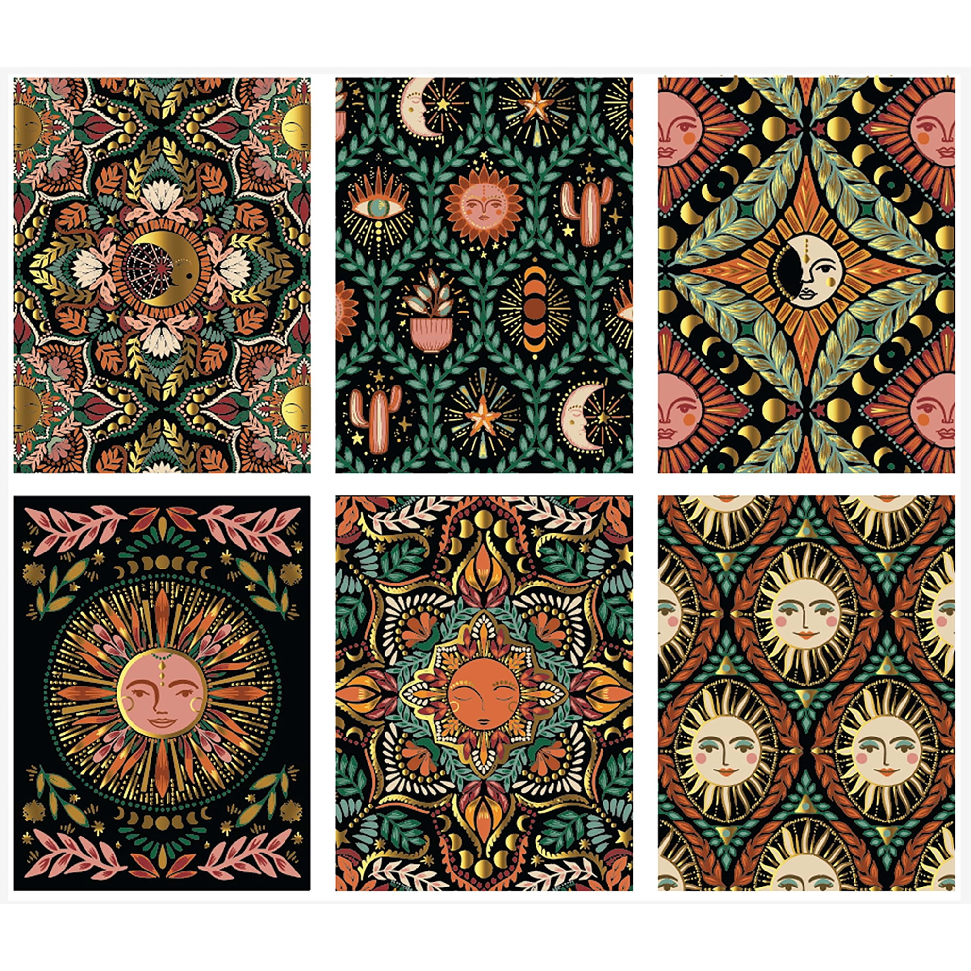 Brea Reese: Scratch Art Paper Pad - Moon & Sun - 6 Designs, Guided Art, Metallic Accents, Stylus & Brush, Perforated 9x12" Pages, DIY Adult Craft Kit