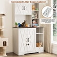thumbnail image 6 of Blotout 71" Tall Farmhouse Cat Litter Box Enclosure W/Open Shelves & Doors, Wooden Cat Litter Box Furniture for Self-Cleaning Litter Boxes, Large Hidden Litter Box Furniture W/ Power Outlets, Locks, 6 of 10