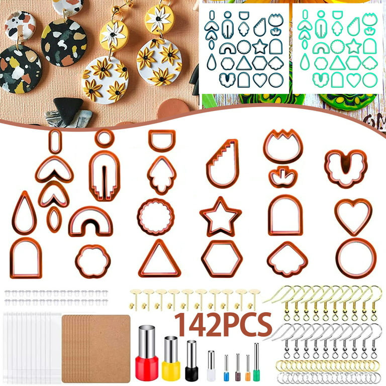Lieonvis Polymer Clay Cutters Set,24 Shapes Clay Earring Cutters with 142  Earrings Accessories,Polymer Clay Tools for Polymer Clay Jewelry Making