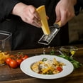 thumbnail image 3 of Zekpro Parmesan Cheese Grater and Lemon Zester, Stainless Steel Razor Sharp Zester for Ginger, Garlic, Nutmeg, Chocolate, Vegetables, Fruits Dishwasher Safe Yellow Handle, 3 of 11
