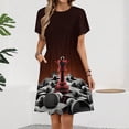 thumbnail image 2 of Chess Red Queen Dress Summer Street Style Dresses Female Short Sleeve Printed Sundress, 2 of 7
