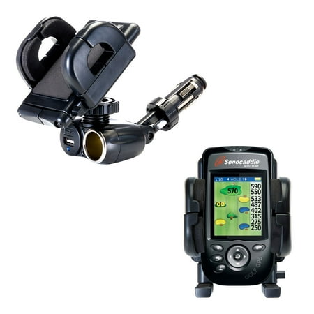 Golf Cigar Holder - Dual USB / 12V Charger Car Cigarette Lighter Mount and Holder for the Sonocaddie Auto Play Golf GPS