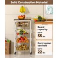 thumbnail image 4 of Carrito de almacenamiento de frutas y verduras, estante de 5 niveles con cestas extraíbles, carrito enrollable con tapa de madera y soporte para pláta, 4 of 7