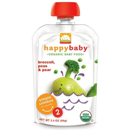 Nurture Inc. (Happy Baby), Organic Baby Food, Broccoli, Peas & Pear, Stage 2, 6+ Months, 3.5 oz (pack of 2)