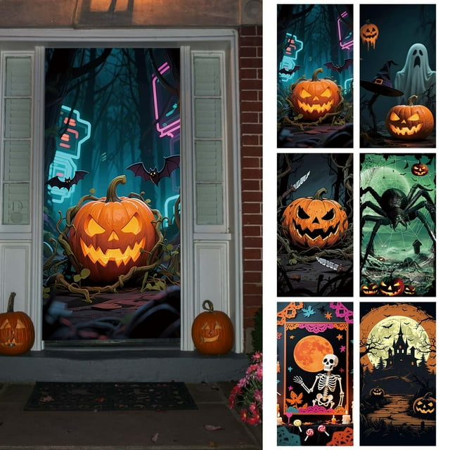 Cortina Decorativa para Puerta de Halloween, Ideal para Fiestas y Festivales. Tela para Colgar En El Porche. Impresión Realista de Alta Definición. Material Grueso y Lavable. Fácil Instalación En 2 M