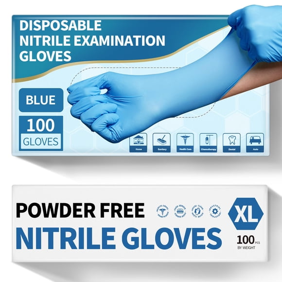 Guantes de examen de nitrilo Medguy, 4,5 mil, 100 unidades, azules, XL