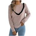thumbnail image 2 of ClodeEU Women‘s Round Neck Knit Sweater,Knit Pullover Sweaters ,Fall Fashion Dressy Casual Basic Clothes Pink,Womens Plus L, 2 of 8