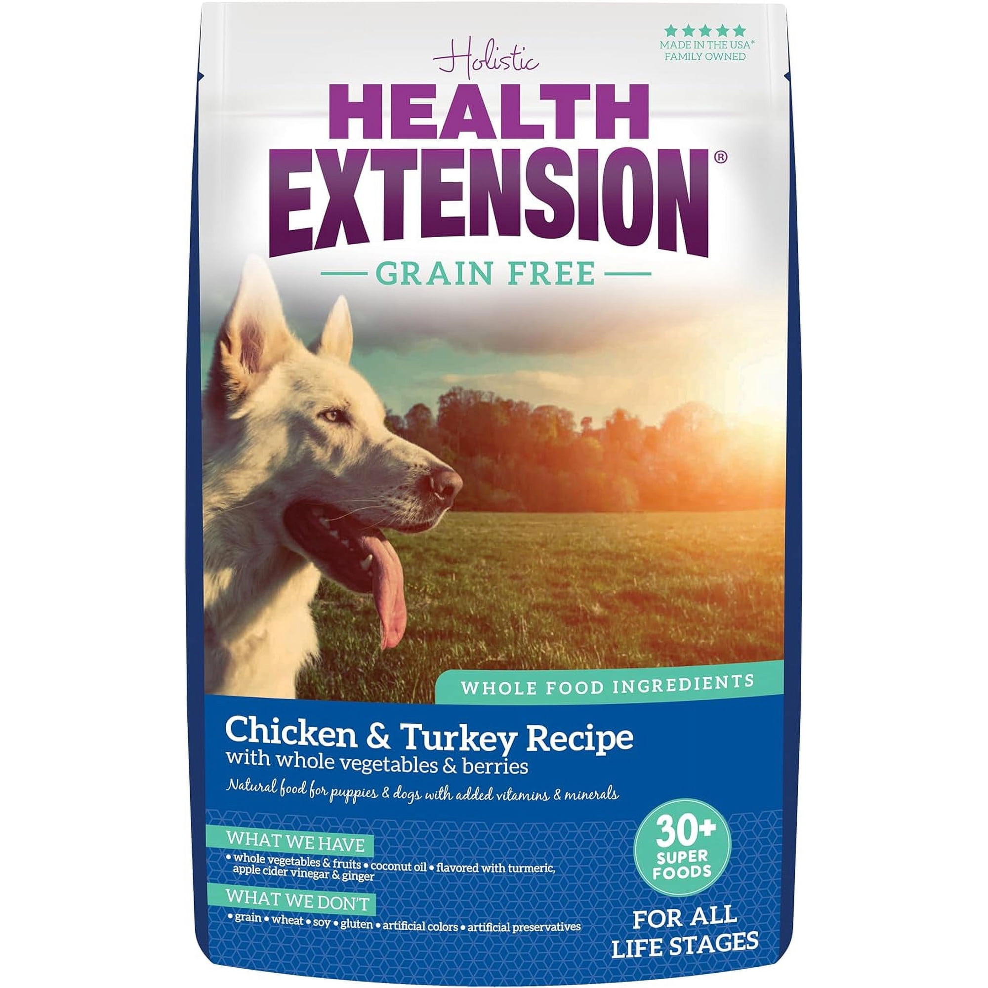 Health Extension Grain Free Chicken & Turkey Dry Dog Food (23.5 lb / 10.66 kg) - Whole Foods Ingredients Formula with a Blend of Turmeric & Antioxidants for All Life Stages Dogs