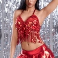 thumbnail image 5 of Paiwinds Women's Sequined Belly Dance Top, Sparkly Fringe Tassel Bandage Bra for Performance & Party, Free Size Adjustable, 5 of 9