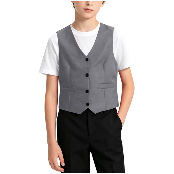 Odeerbi Chaqueta de Traje de Niños Con Cuello En V Chaqueta de Botón Con Bolsillos Chaqueta de Vestido Formal Para La Fiesta de Boda