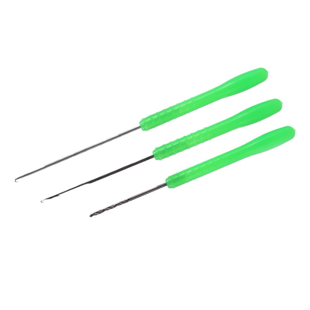 Aguja de cebo, 3 en 1 de acero de alto carbono, herramienta de cebo de aguja de perforación, gancho de aguja de aparejo de pesca, kit de agujas, conjunto de herramientas para fanáticos de la pesca