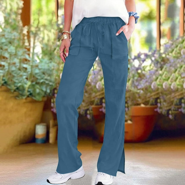Tenues Décontractées Grande Taille pour Femmes Pantalons Amples à Jambes Larges Fluides pour Femmes Pantalons de Plage pour Femmes Pantalons Amples pour Femmes