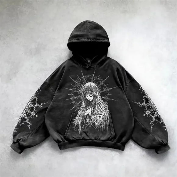 HUITKMM Hoodies Men Angel Graphic Printed Pullover Hoodie Sweatshirt for Casual Wear