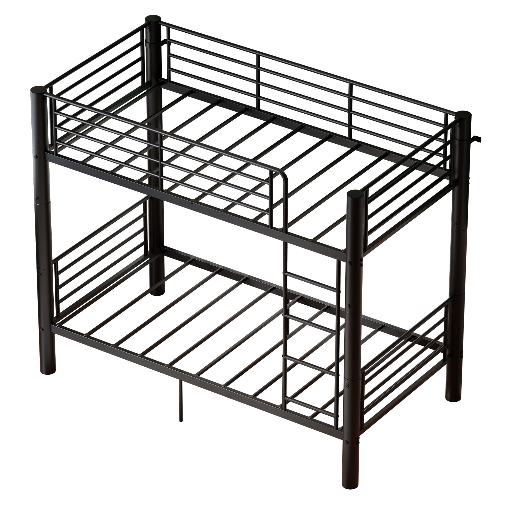 Alvantor Convertible Twin over Twin Metal Bunk Bed with 2" Steel Tube Frame, Black