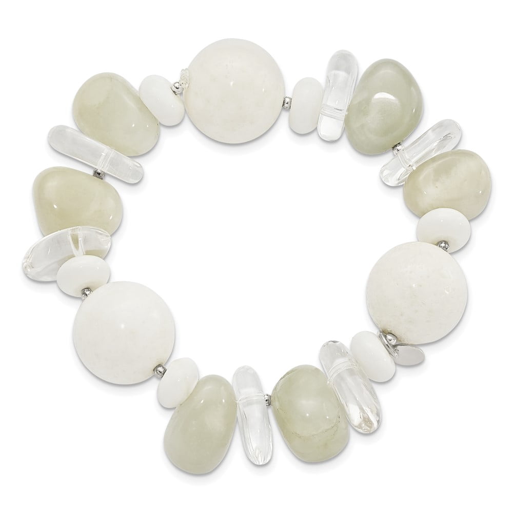 Sterling Silver Bracelet Adjustable & Stretch Wrap Women's mm in Coral/Jade/Moonstone/Rock Quartz