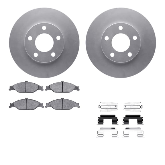 Dynamic Friction Company Front Geospec Brake Rotors with 5000 Advanced Brake Pads includes Hardware 4512-99018