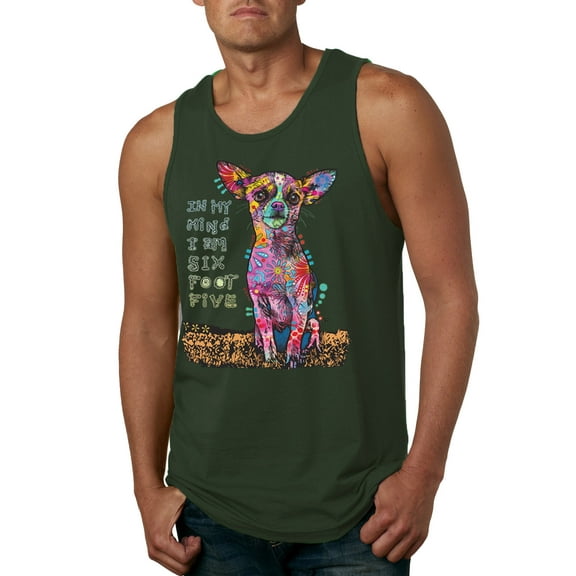 Dean Russo In My Mind Dog Lover Mens Graphic Tank Top, Forest Green, Large