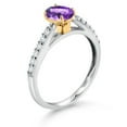 thumbnail image 3 of Gem Stone King 10K White and Yellow Gold Purple Amethyst and White Lab Grown Diamond Engagement Ring for Women (0.93 Cttw, Oval Checkerboard 7X5MM, Gemstone February Birthstone, Size 5), 3 of 4