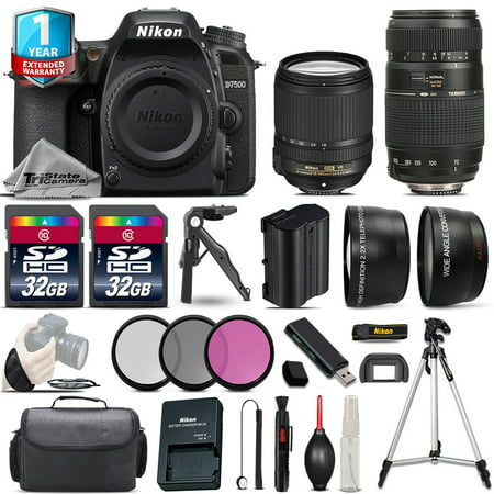 Nikon D7500 DSLR Camera + AFS 18-140mm VR & 70-300mm VR + 1yr Warranty -64GB Kit