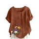 thumbnail image 4 of TaTaai Casual Printed Button Blouse, Women's Short Sleeve Linen Feel T-Shirt, Comfortable Top for All Seasons Gift, 4 of 4