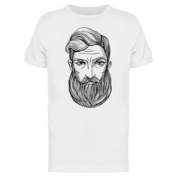 Hand Drawn Bearded Man Sketch T-Shirt Men -Image by Shutterstock, Male x-Large