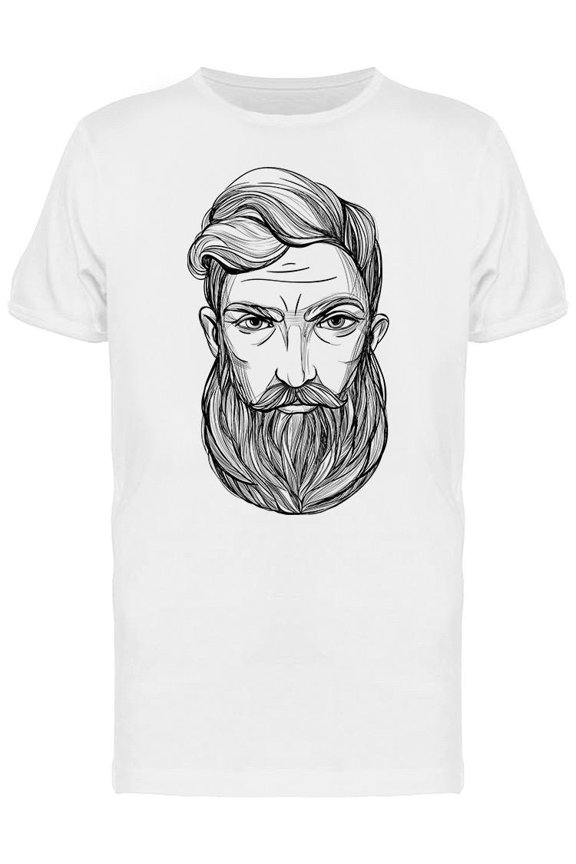 Hand Drawn Bearded Man Sketch T-Shirt Men -Image by Shutterstock, Male Small
