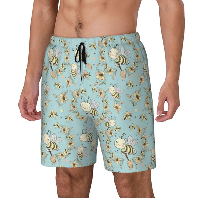 Fotbe Cute Honeybees Traje de Baño para Hombre – Shorts de Natación de Secado Rápido con Forro y Bolsillos-XX-Large