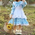 thumbnail image 2 of NIEWTR Girls Dress - Long Sleeve with Tutu Skirt- Baby, Little Girl, and Toddler Outfit Photoshoot Outfits(L,Blue), 2 of 6
