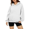 thumbnail image 4 of Fiaer Women Hoodies Oversized Long Sleeve Crew Neck Solid Color Sweatshirts Loose Fit Casual Warm Comfortable Tops with Pocket White XS, 4 of 6