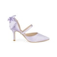 thumbnail image 3 of BLISSFUL STEP Women's Shoes Satin High Heel Pumps Bow Decor Pointed Toe Slip-On Shoes Purple 11, 3 of 7