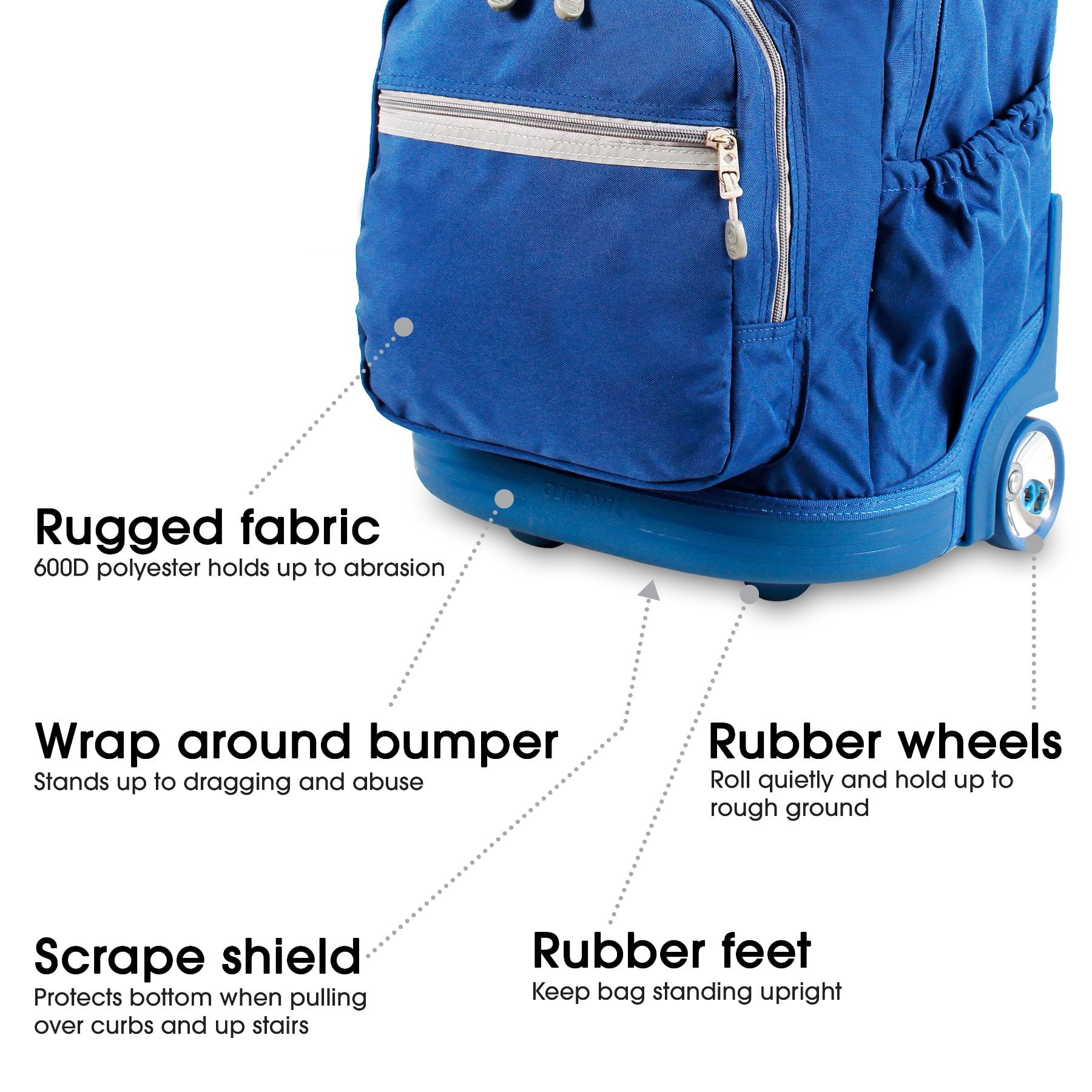 J World Boys and Girls Sunrise 18" Rolling Backpack for School and Travel, Indigo