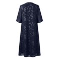 thumbnail image 4 of WILLBEST Robe d'Invité de Mariage d'Été pour Femmes Grande Taille Robe Décontractée Imprimée Robe en Dentelle Col Rond Robe à Manches Mi-Longues Robe Longue Irrégulière avec Dentelle Robe Formelle, 4 of 4