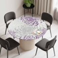 thumbnail image 2 of Purple Grey Chrysanthemum Round Fitted Tablecloth with Elastic Edge, Waterproof Table Cloth Table Cover for 45"-54" Tables, Farmhouse Botanical Floral Modern Tablecloths for Dining Picnic Outdoor, 2 of 9