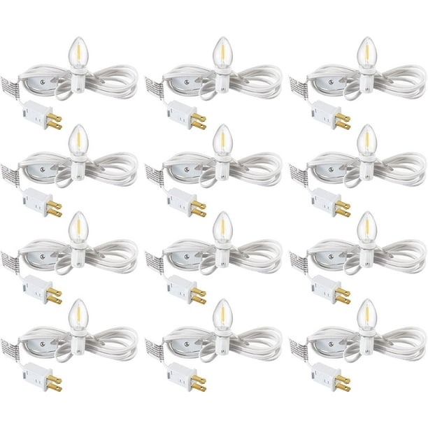 Jcwfuno Village Lights Accessory Cord with LED Light Bulb Blow Mold